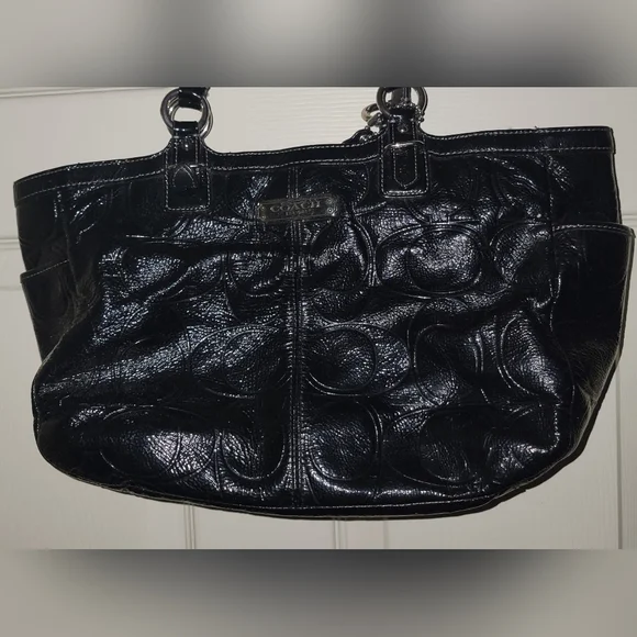 Coach Factory Black Patent Leather Tote - Picture 2 of 7